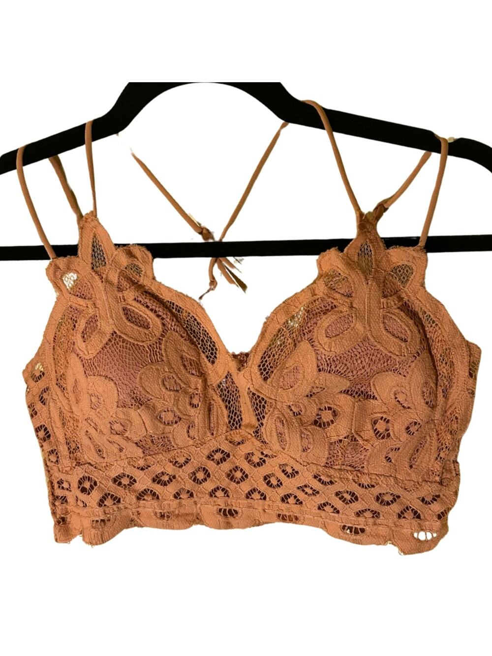 Zenana Boho Floral Lace Smocked Bralette Size XL Yellow Festival Coquette Fairy